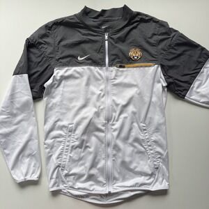 NIKE LSU Tigers Dri-Fit Flash Hybrid Full Zip Track Jacket Mens Small Gray Grid‎